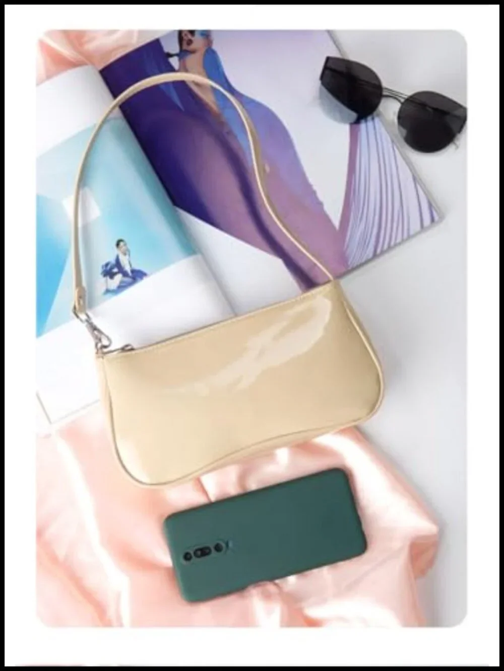 Patent Leather Evening Purse Shiny Clutch Mini Shoulder Bag